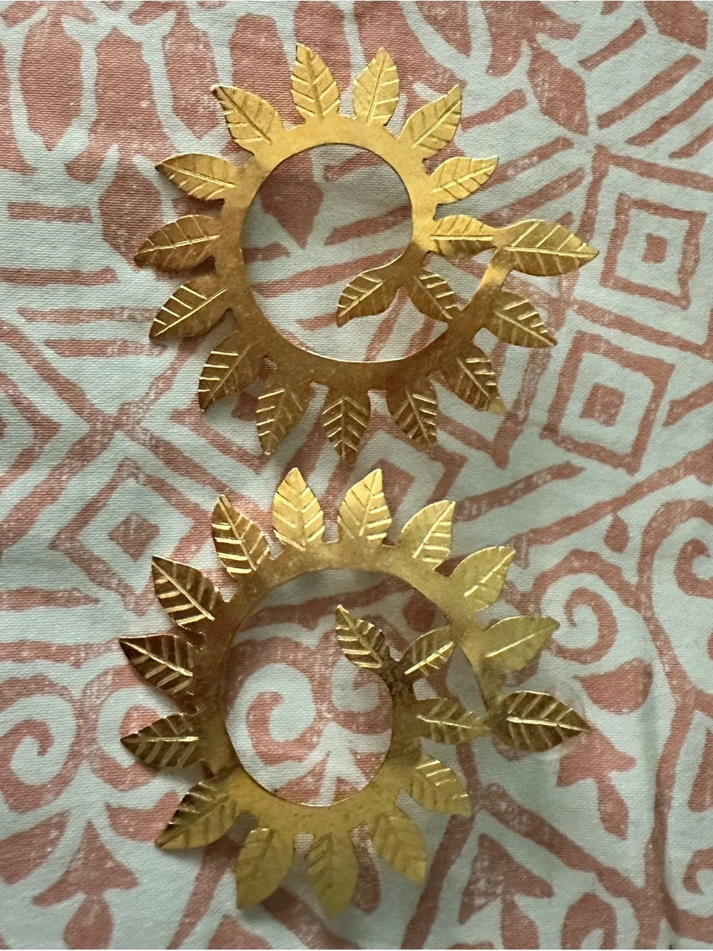 Colombian Gold Leaf Sun Earrings One Pair